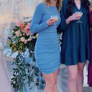 blue lioness long sleeve scrunch dress